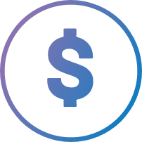 Dollar currency icon in a blue circle.